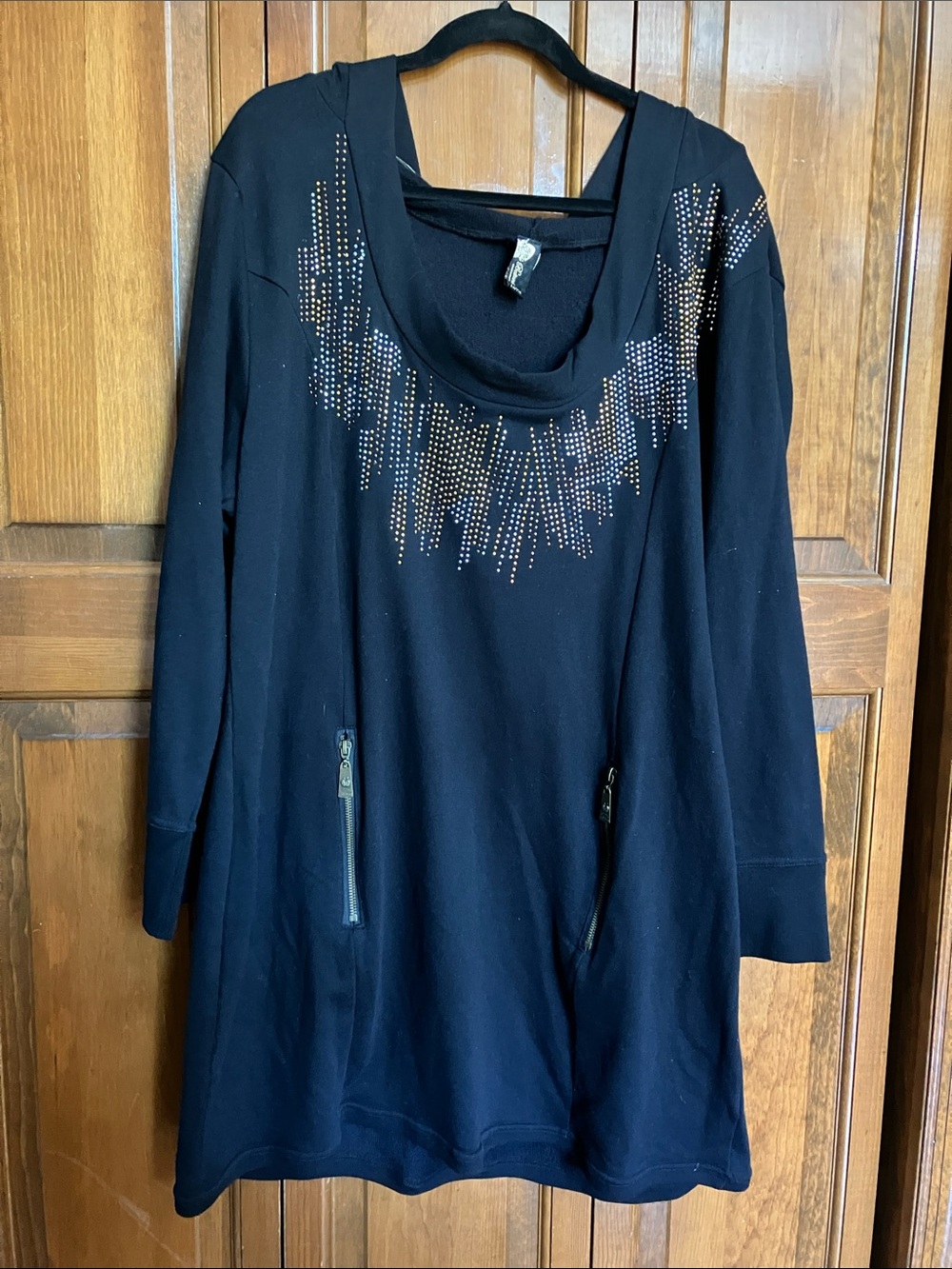 Apple Bottoms Black Long-Sleeve Tunic with Metallic Stud Detail & FREE GIFTS